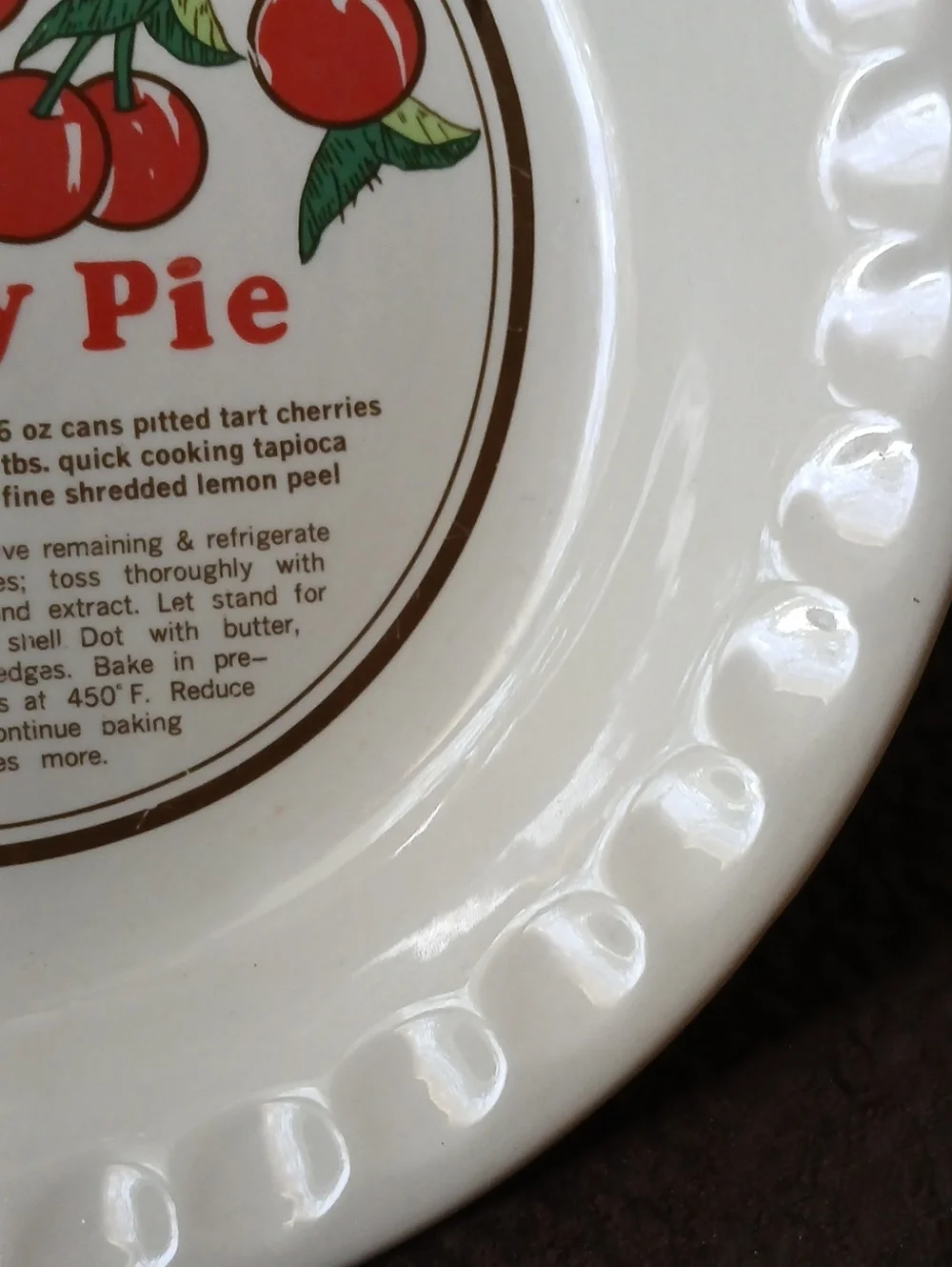 Cherry Pie Ceramic Pie Plate Baking Dish
